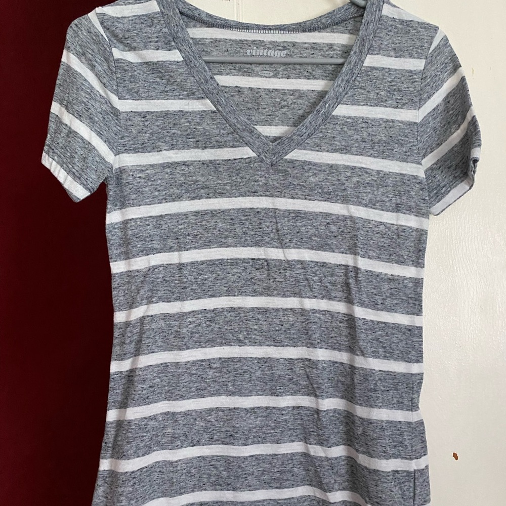 Grey and white stripe vintage T-shirt